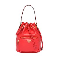 [스페셜오더]PRADA-1BH038 프라다 투웨이 포켓 블랙&그레이 사피아노 가죽 스몰 버킷백