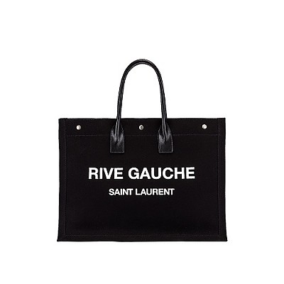 SAINT LAURENT-4992909 생 로랑 블랙 리브고쉬 프린트 캔버스 토트백