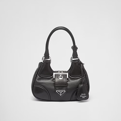 PRADA-1BA381 프라다 블랙 문 리나일론 및 가죽 백 22cm