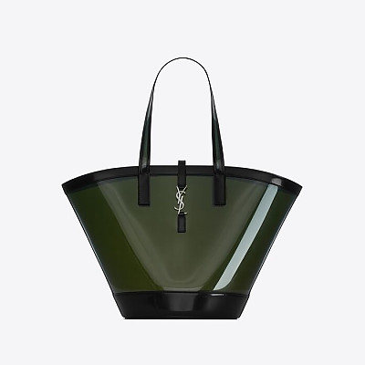 YSL-‎773697 생 로랑 오트밀/브라운골드 파니에 미디엄 바스켓 백