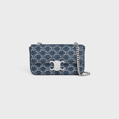 CELINE-115202 셀린느 데님 트리옹프 클로드 실버 체인 숄더백 20.5cm