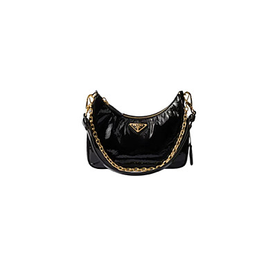 PRADA-1BC204 프라다 블랙 사피아노 가죽 미니 호보 백 22cm
