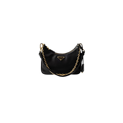 PRADA-1BC204 프라다 블랙 사피아노 가죽 미니 호보 백 22cm