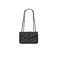 SAINT LAURENT-759337 생 로랑 블랙/실버 양가죽 puffer 토이