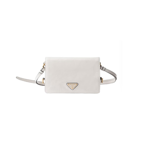 PRADA-1BD082 프라다 화이트 광택 가죽 숄더백