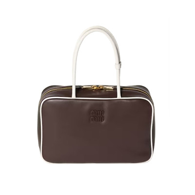 MIUMIU-5BB117 미우미우 브라운/화이트 송아지 가죽 보 백