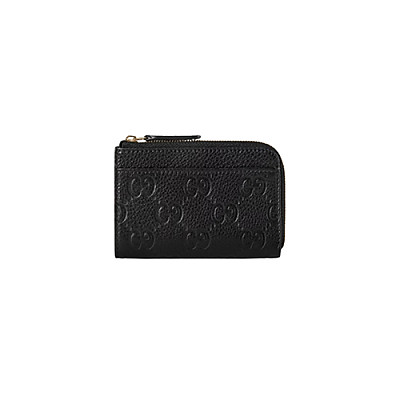 GUCCI-815936 1000 구찌 블랙 GG 엠블럼 지퍼 카드 케이스