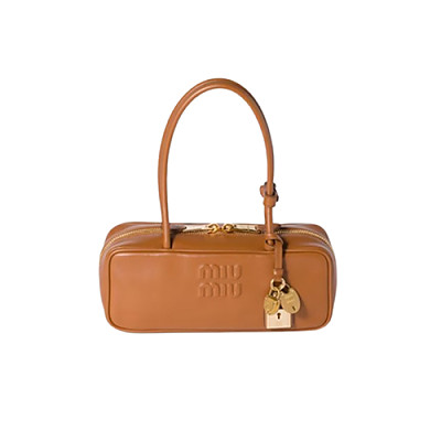 MIUMIU-5BB173 미우미우 코냑 송아지 가죽 보 백