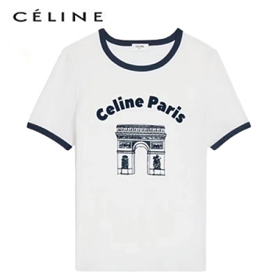 CELINE-03243 셀린느 화이트 아플리케 장식 티셔츠 여성용