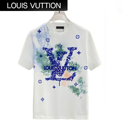 LOUIS VUITTON-032711 루이비통 화이트 LV 시그니처 아플리케 장식 티셔츠 남여공용