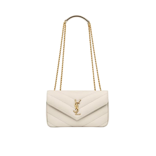 SAINT LAURENT-801437 생 로랑 화이트 마틀라세 램스킨 loulou 스몰백