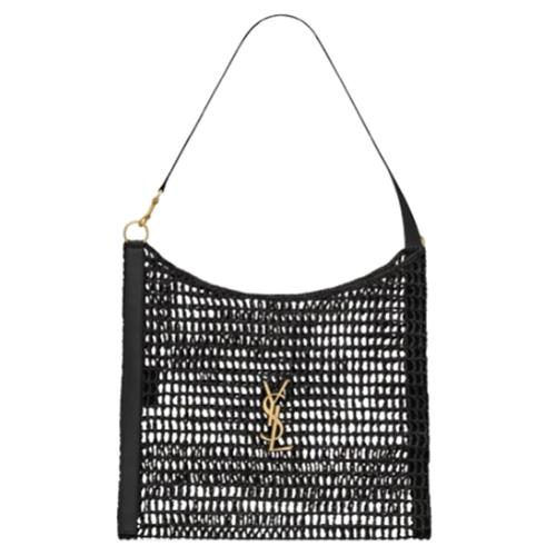 SAINT LAURENT-781289 생 로랑 블랙 라피아 마크라메 oxalis 숄더백