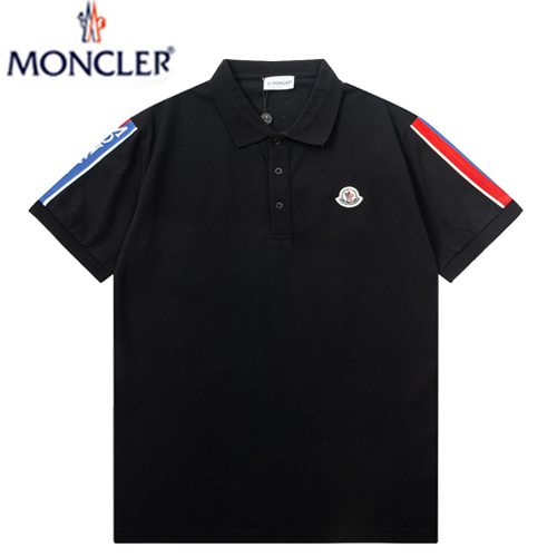 MONCLER-04014 몽클레어 블랙 스트라이프 장식 폴로 티셔츠 남성용