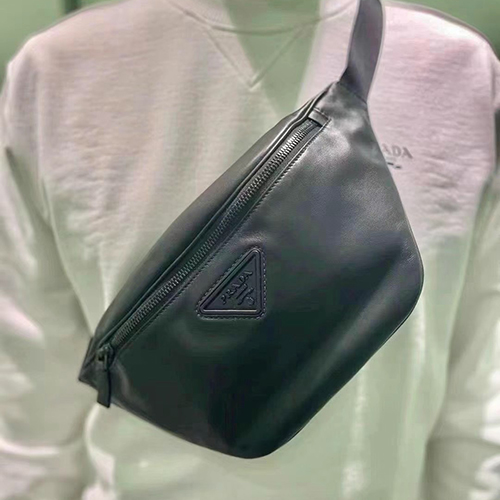 PRADA-2VL033 프라다 블랙 송아지 가죽 벨트 백