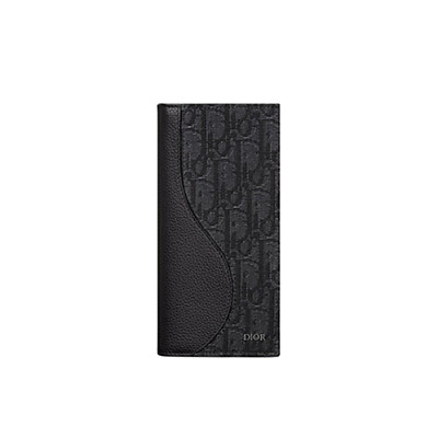 DIOR-2ADBC33 디올 블랙 Saddle 버티컬 장지갑