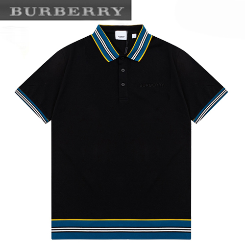 BURBERRY-04016 버버리 블랙 스트라이프 장식 폴로 티셔츠 남성용