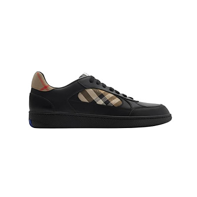 BURBERRY-81086501 버버리 블랙 레더 체크 테라스 스니커즈? 남성용