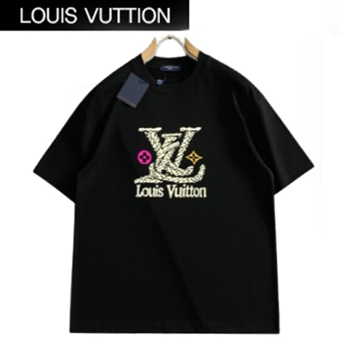 LOUIS VUITTON-04229 루이비통 블랙 아플리케 장식 티셔츠 남성용