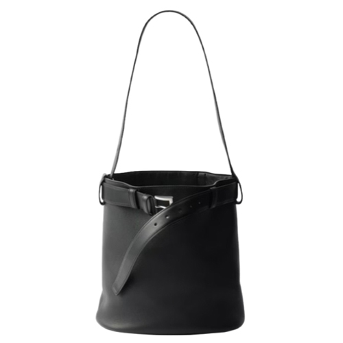 PRADA-1BE085 프라다 블랙 가죽 프라다 버클 버킷 백