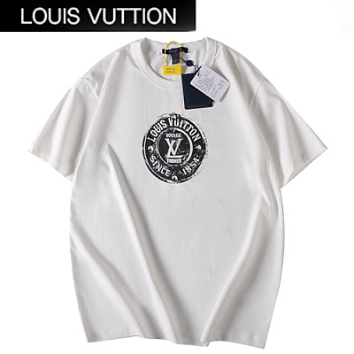 LOUIS VUITTON-05064 루이비통 화이트 프린트 장식 티셔츠 남여공용