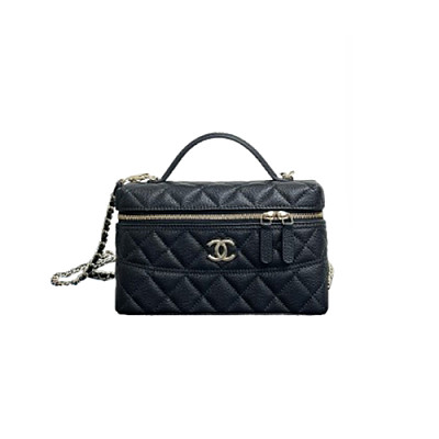 CHANEL-05063 샤넬 블랙 캐비어 가죽 바니티 케이스