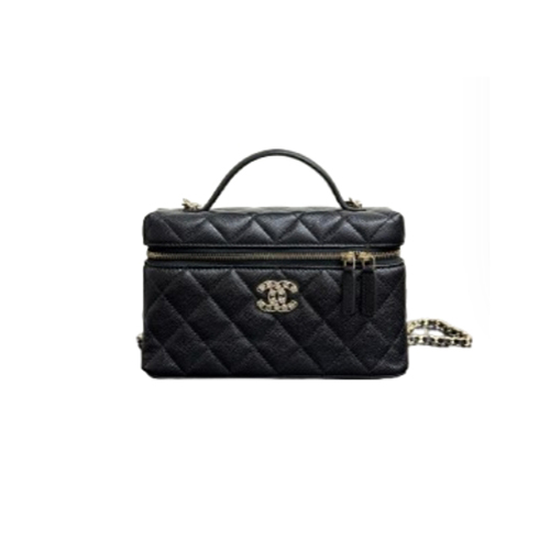 CHANEL-04163 샤넬 블랙 크리스탈 장식 바니티 케이스