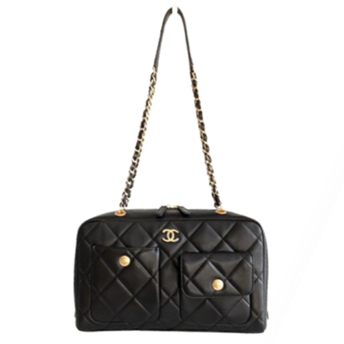 CHANEL-04154 샤넬 블랙 램스킨 숄더백