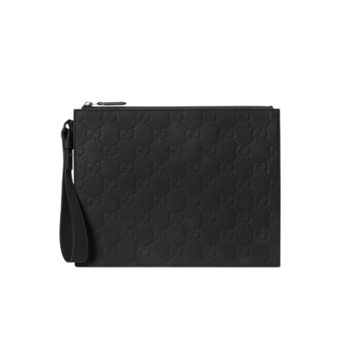 GUCCI-771319 1000 구찌 블랙 GG 레더 러버 효과 스몰 파우치