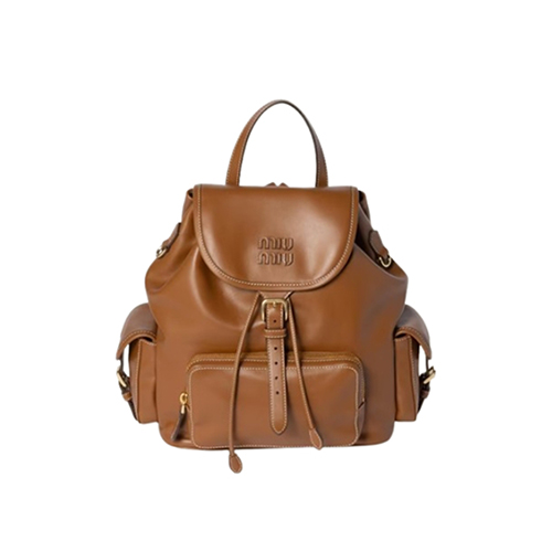 MIUMIU-5BZ042 미우미우 코냑 송아지 가죽 백팩 미듐