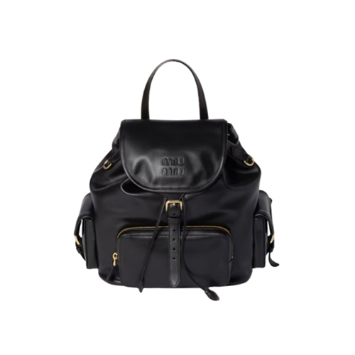 MIUMIU-5BZ042 미우미우 블랙 송아지 가죽 백팩 미듐