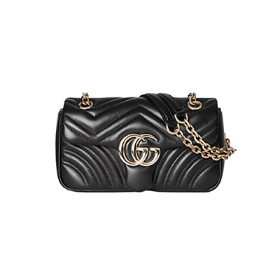 GUCCI-837280 1000 구찌 블랙 가죽 GG 마몽 스몰 숄더백