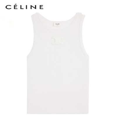 CELINE-2X45N0 셀린느 화이트 트리옹프 탱크 탑 여성용
