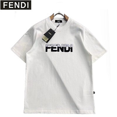 FENDI-06045 펜디 화이트 아플리케 장식 티셔츠 남성용