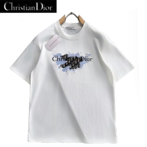DIOR-06049 디올 화이트 패치 장식 티셔츠 남성용