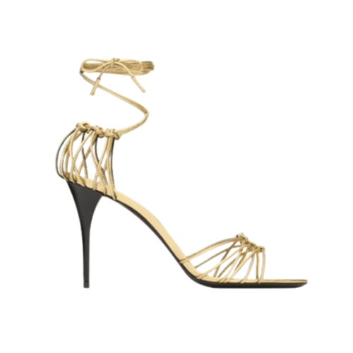 SAINT LAURENT-821927 생 로랑 골드 램스킨 babylone 샌들