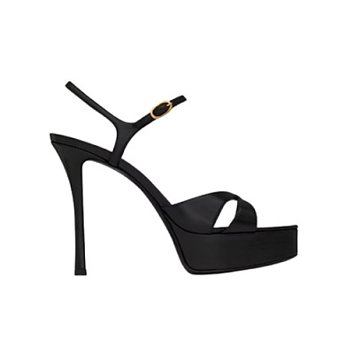 SAINT LAURENT-820579 생 로랑 블랙 스무스 가죽 debbie 플랫폼 샌들