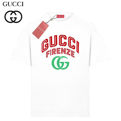 GUCCI-06098 구찌 화이트 프린트 장식 티셔츠 남여공용