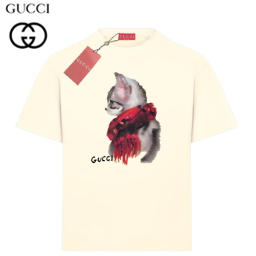 GUCCI-060911 구찌 아이보리 프린트 장식 티셔츠 남여공용