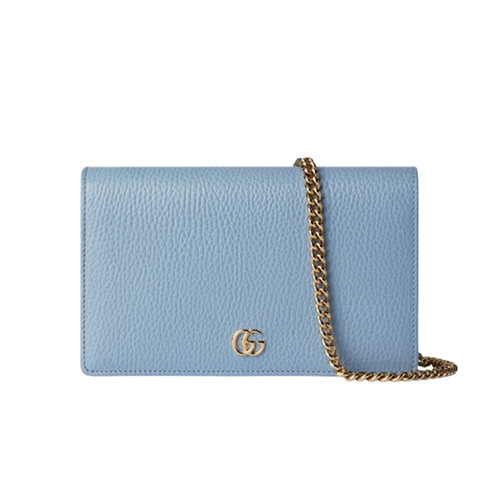 GUCCI-497985 4941 구찌 라이트 블루 가죽 GG 마몽 체인 달린 지갑