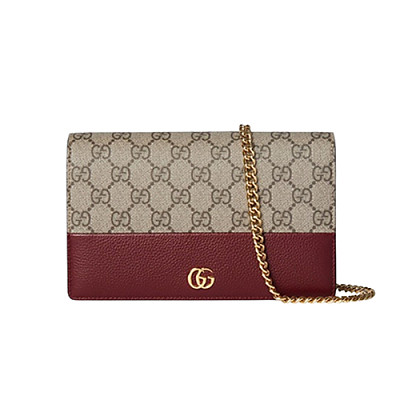 GUCCI-497985 6258 구찌 레드 GG 마몽 체인 바이컬러 지갑