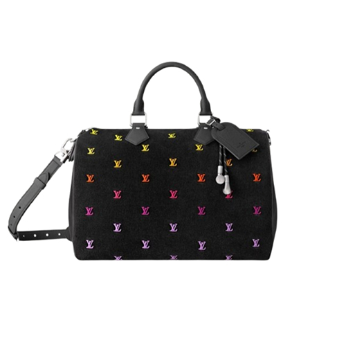 LOUIS VUITTON-M14136 루이비통 블랙 LV 블라종 데님 스피디 반둘리에 40