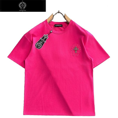 CHROMEHEARTS-062615 크롬하츠 핫핑크 메탈 십자가 장식 티셔츠 남성용
