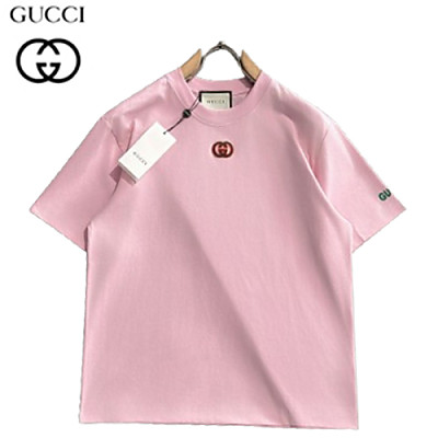 GUCCI-06265 구찌 핑크 GG 아플리케 장식 티셔츠 남성용
