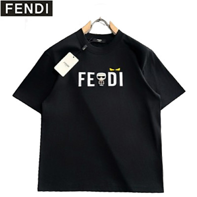 FENDI-06269 펜디 블랙 아플리케 프린트 장식 티셔츠 남성용