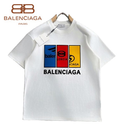 BALENCIAGA-062610 발렌시아가 화이트 패치 장식 티셔츠 남성용