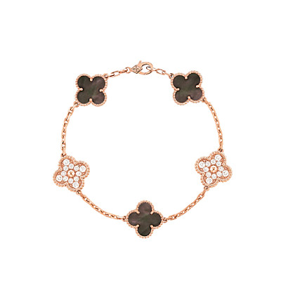 VAN CLEEF ARPELS-VCARP2 반클리프 로즈 골드/블랙 다이아몬드 빈티지 알함브라 브레이슬릿