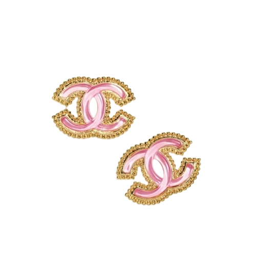 CHANEL-07073 샤넬 골드/핑크 CC 로고 귀걸이