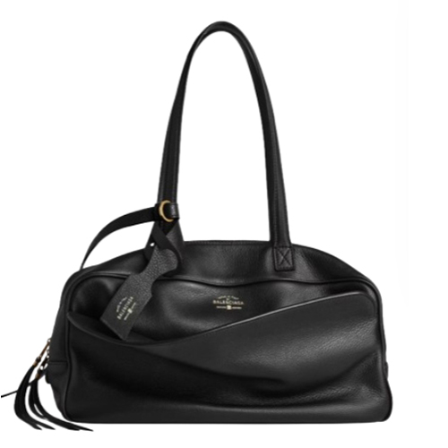 BALENCIAGA-826425 발렌시아가 블랙 카프스킨 미디엄 캐리 볼링백