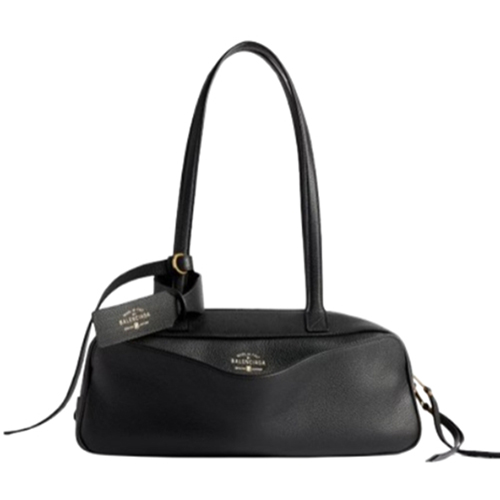 BALENCIAGA-832920 발렌시아가 블랙 카프스킨 스몰 캐리 볼링백