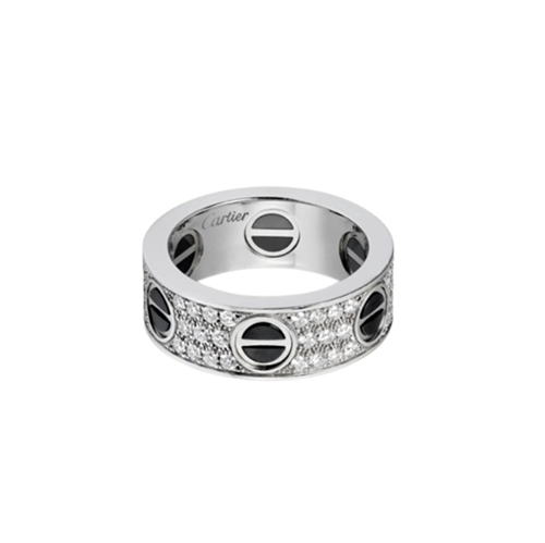 Cartier-B4207600 까르띠에 실버 파베 세팅 다이아몬드 클래식 LOVE 링